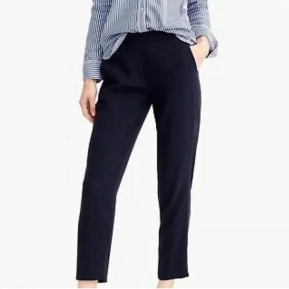 NWT J. Crew TALL LONG Easy Pant Trouser Linen Navy Blue Elastic Waist Preppy 12 - Picture 12 of 12